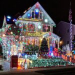 house christmas lights blue white red